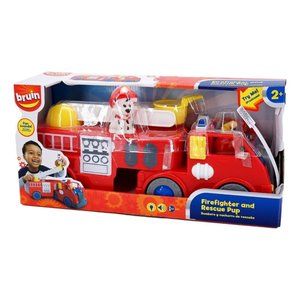 Bruin FireFighter Rescue Pup Red Fire Truck Fun Sounds Swing Ladder 15" 2+ New